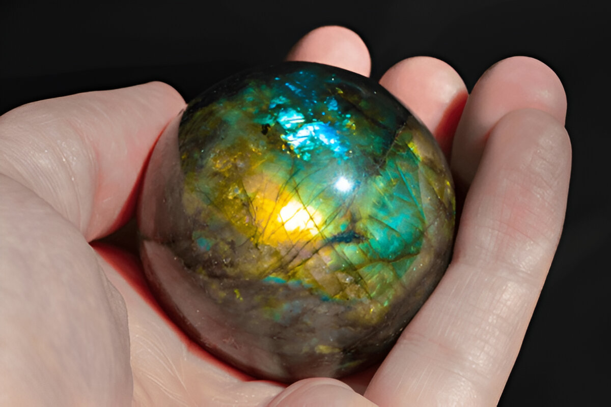 Beautiful Labradorite Orb in Hand