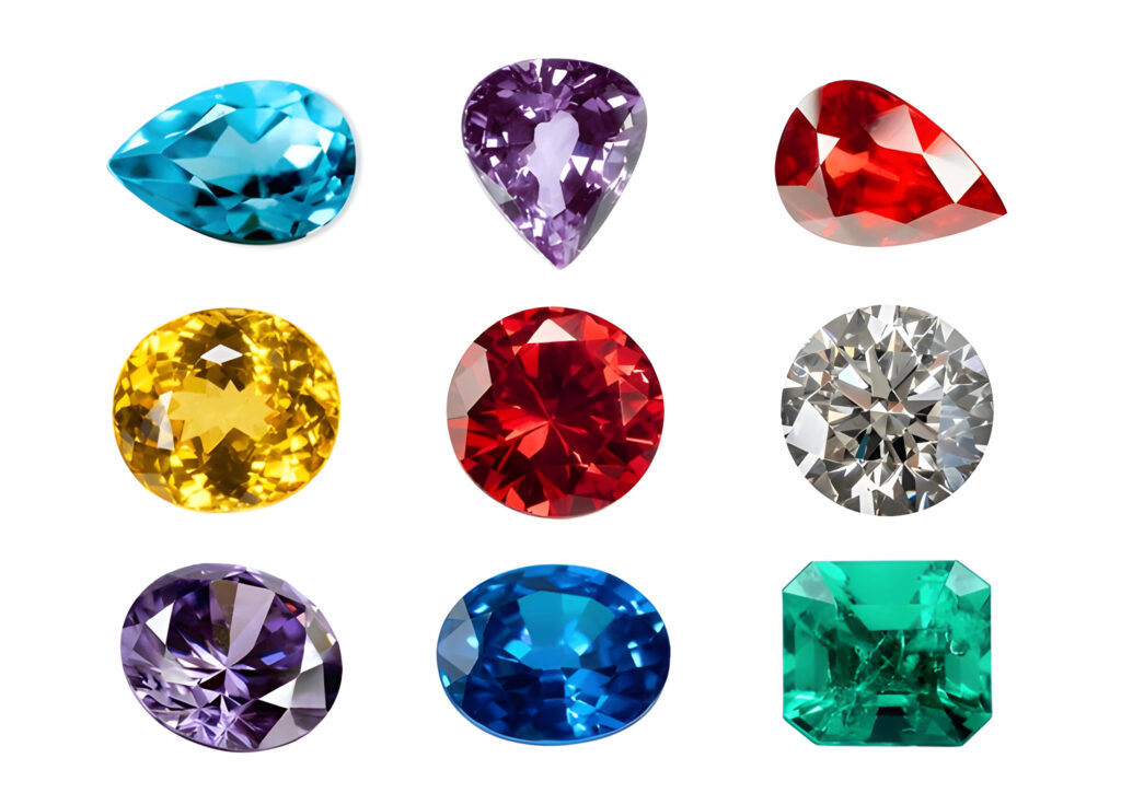 Bright gemstones isolated on a white background