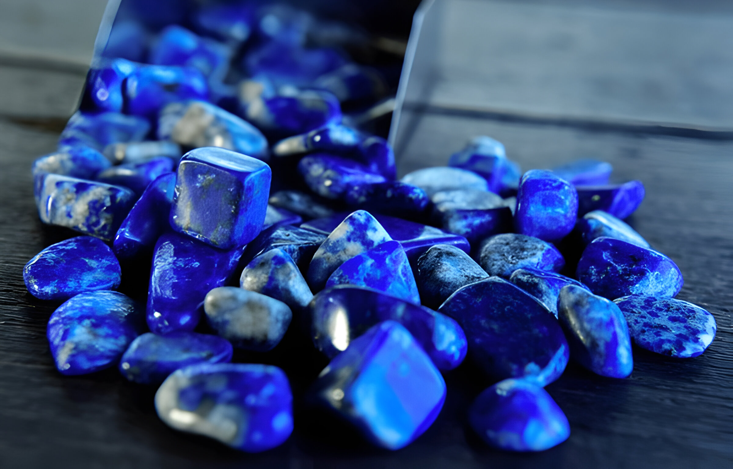 blue gem Lapis lazuli lying on the floor