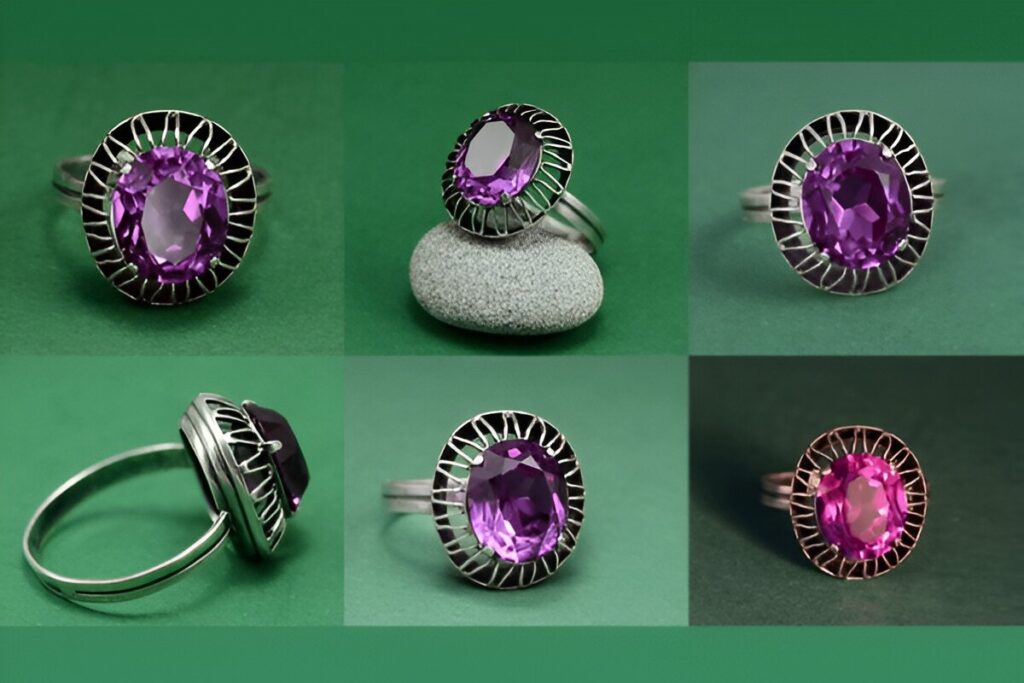 USSR Vintage jewelry womans silver ring with alexandrite gemstone